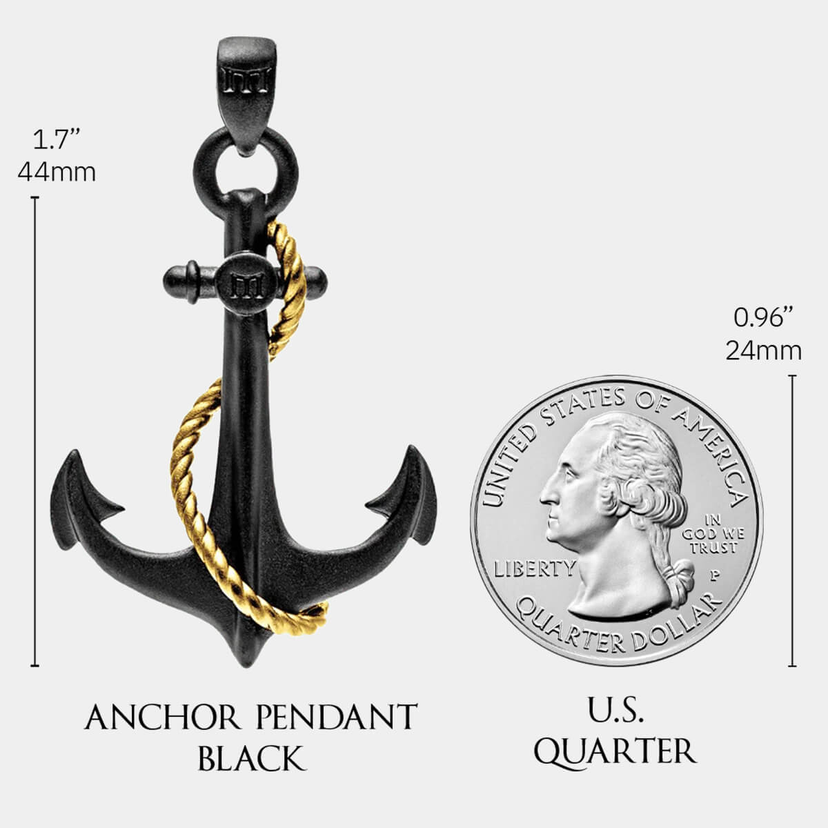 Anchor Necklace | Black Gold Plated Anchor Necklace | Marcozo