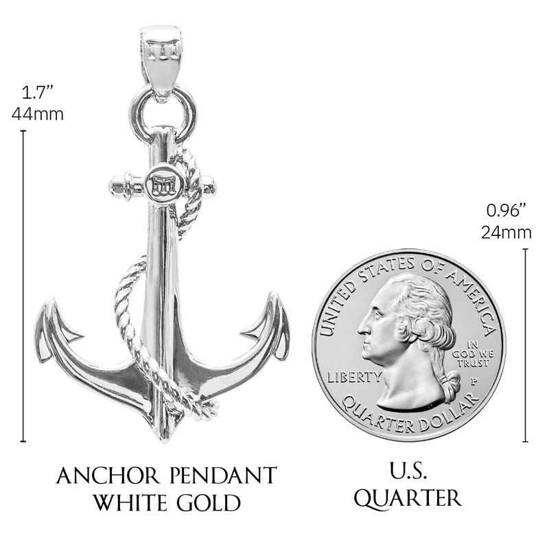 Anchor Pendant - White Gold