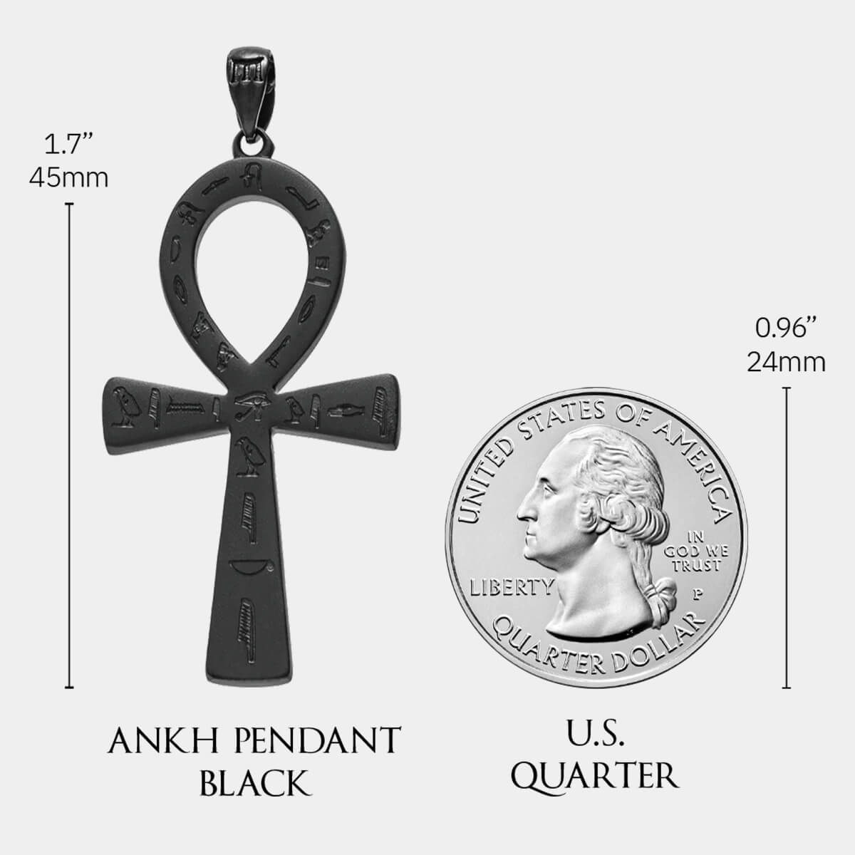 Ankh Key Pendant | Black Gold Plated Ankh Pendant Necklace