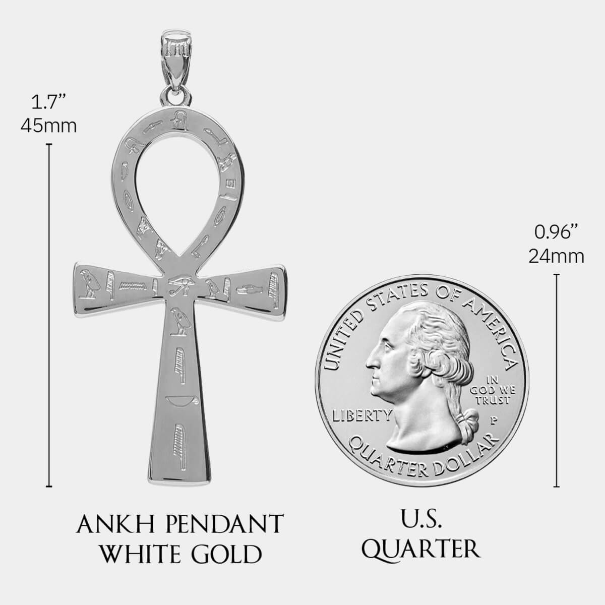 Marcozo Ankh Key Pendant 18K White Gold Plated Necklace