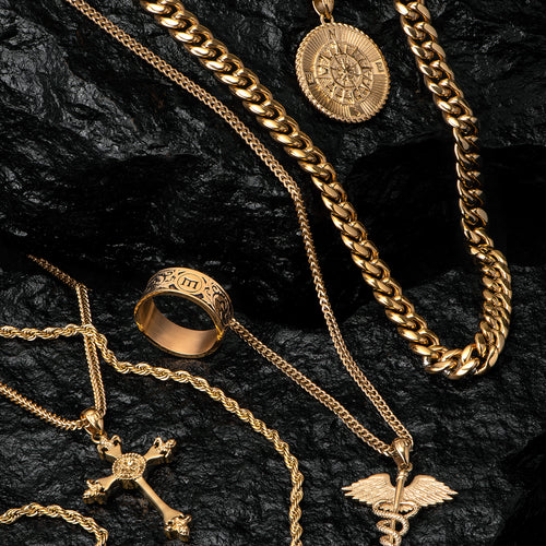 Gold discount trident pendant