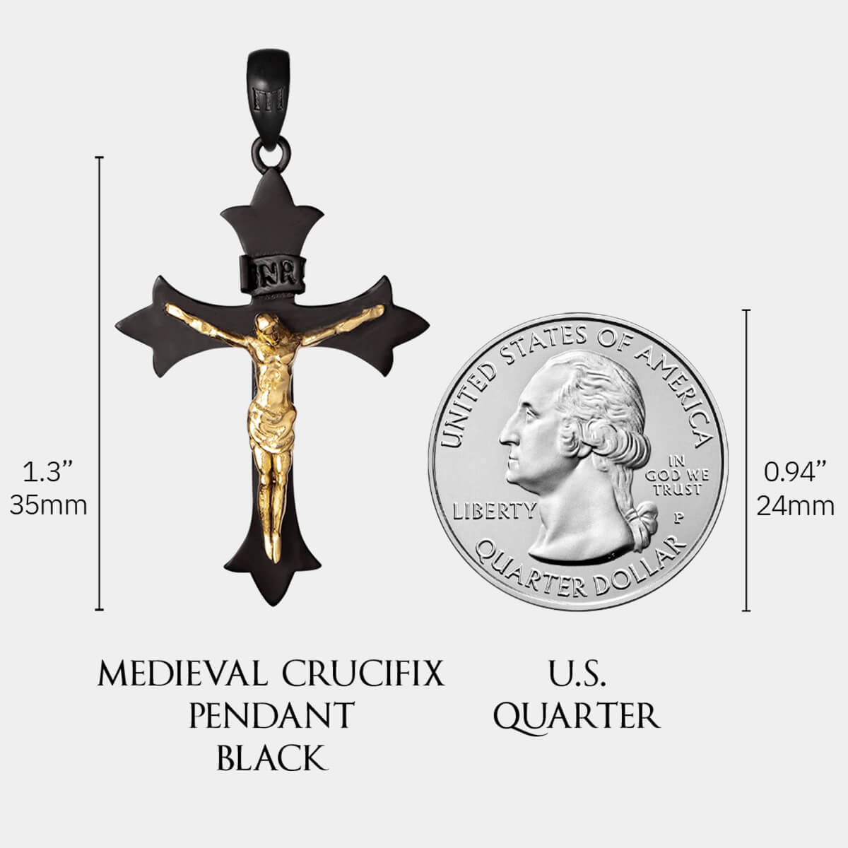 Medieval Crucifix Pendant - Black - Marcozo