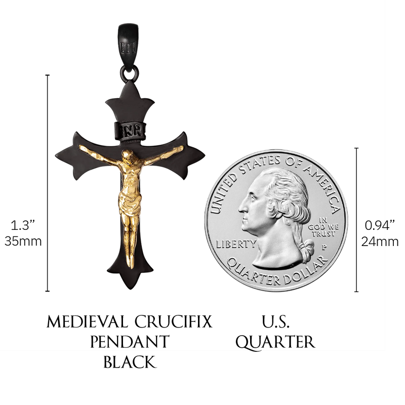 Medieval Crucifix Pendant - Black