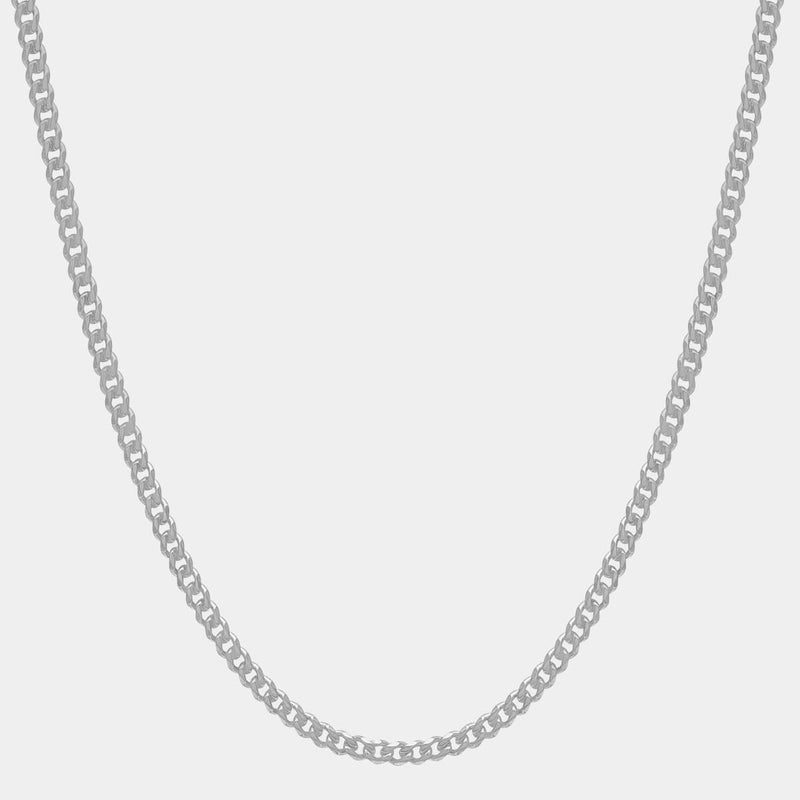 Cuban Link Chain - White Gold (3mm)