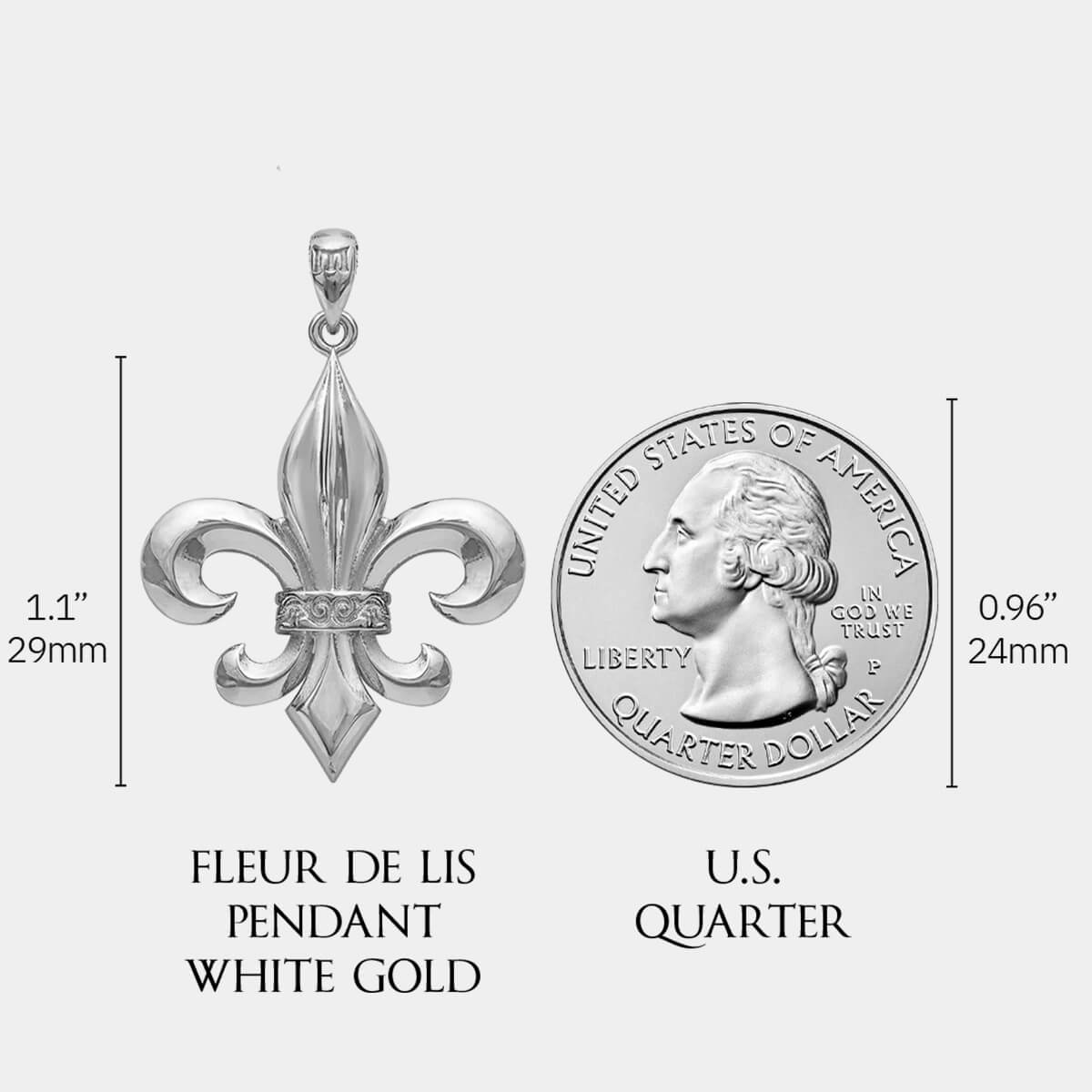 Fleur de Lis Pendant - White Gold - Marcozo