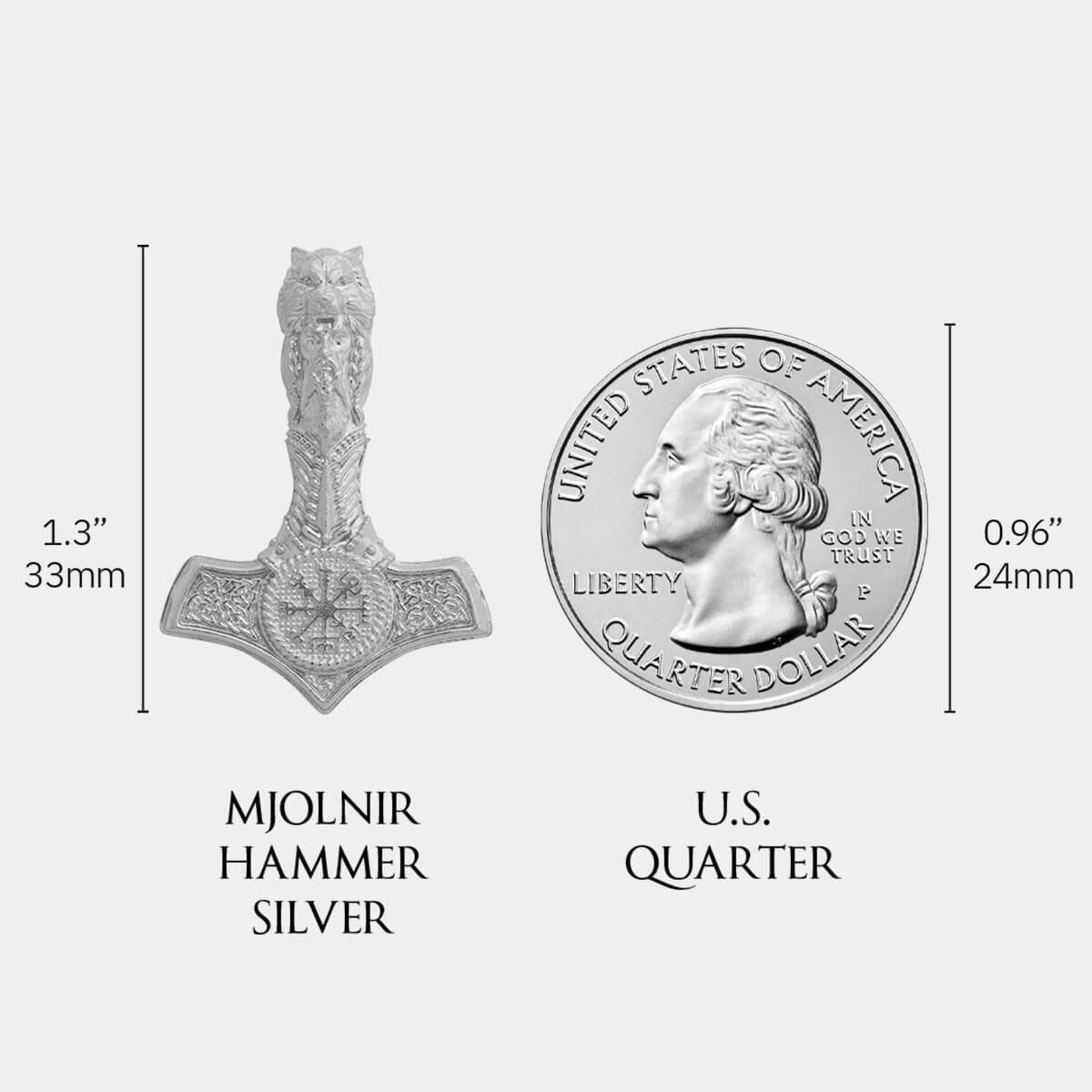 Thor's Mjolnir Hammer Pendant | White Gold Mjolnir Pendant
