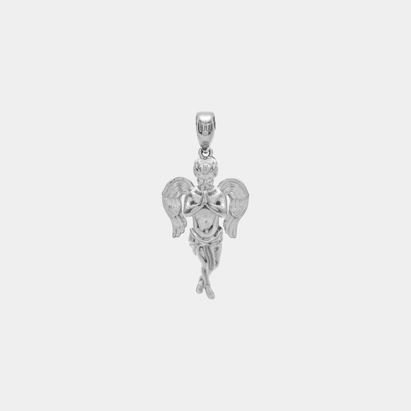 Micro Angel Pendant - White Gold