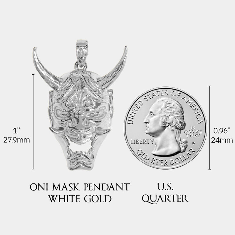 Oni Mask Pendant - White Gold - Marcozo