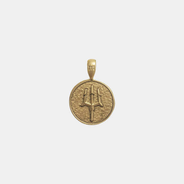 Poseidon Coin Pendant - Ancient Gold