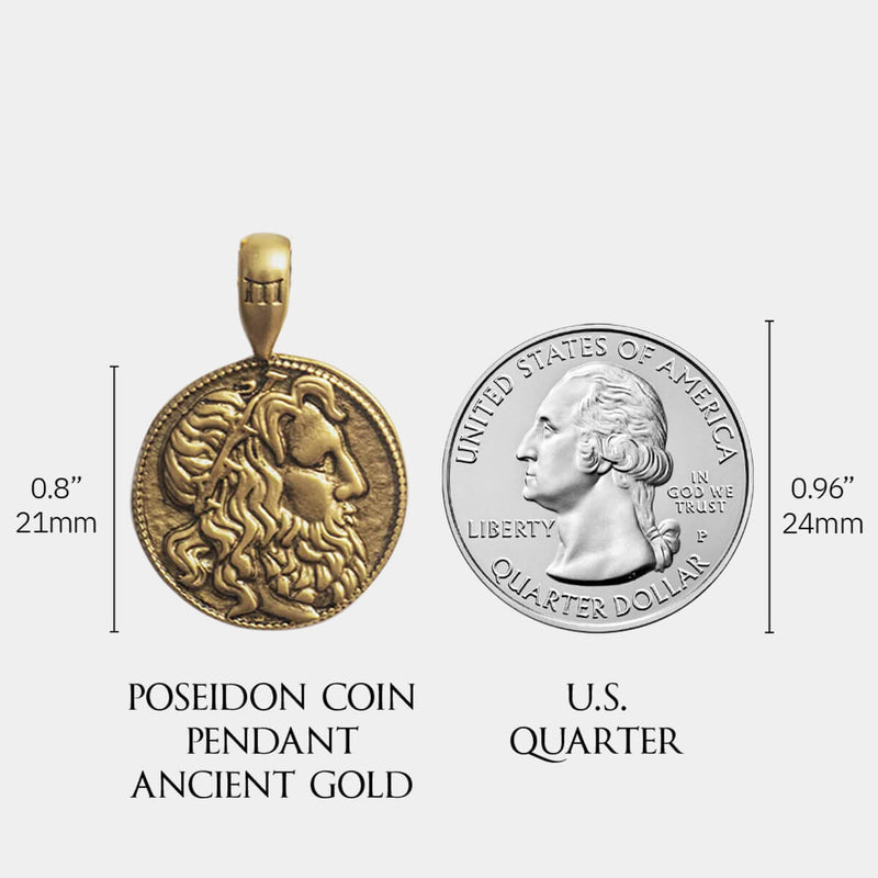 Poseidon Coin Pendant - Ancient Gold - Marcozo