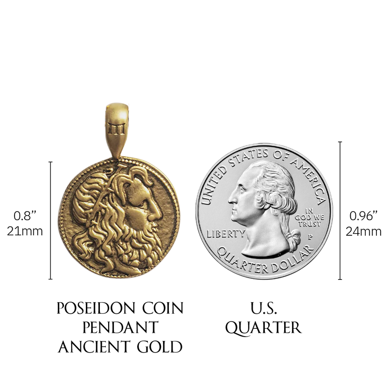 Poseidon Coin Pendant - Ancient Gold