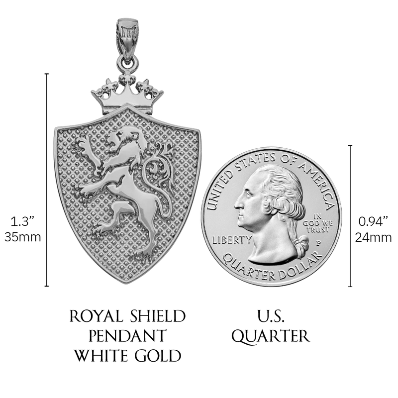 Royal Shield Pendant - White Gold