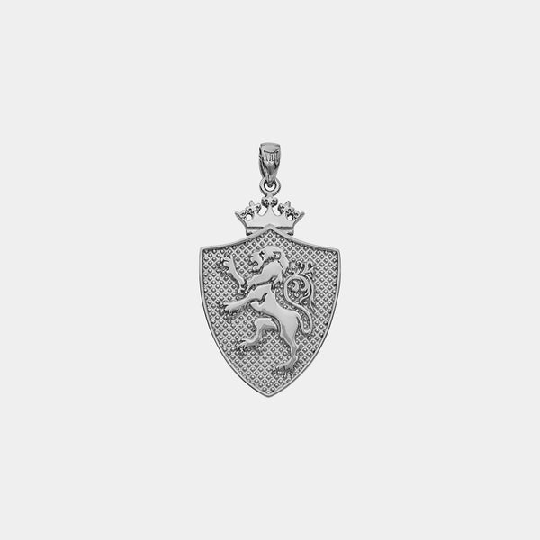 Royal Shield Pendant - White Gold