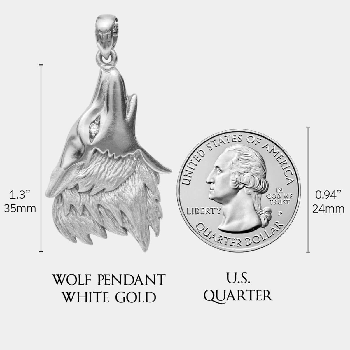 Wolf Pendant - White Gold - Marcozo