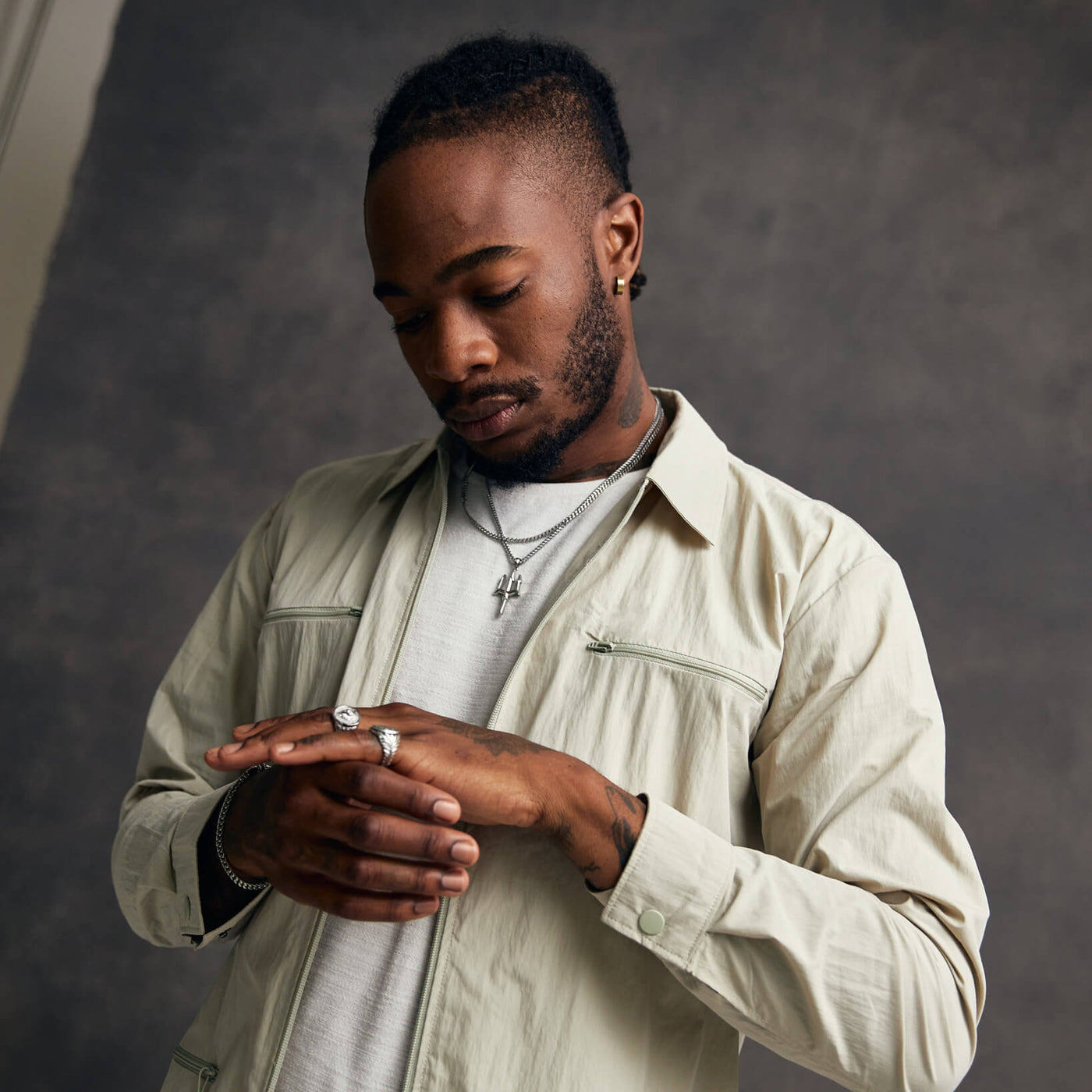 Trident Pendant - White Gold - Marcozo