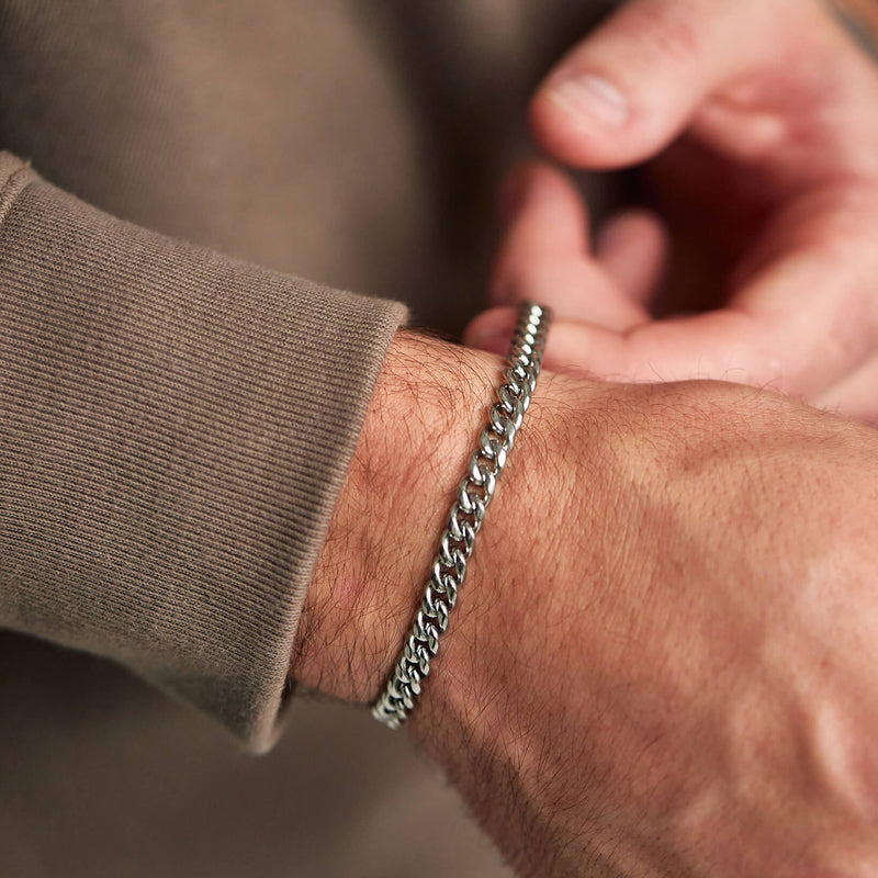 Cuban Link Bracelet - White Gold