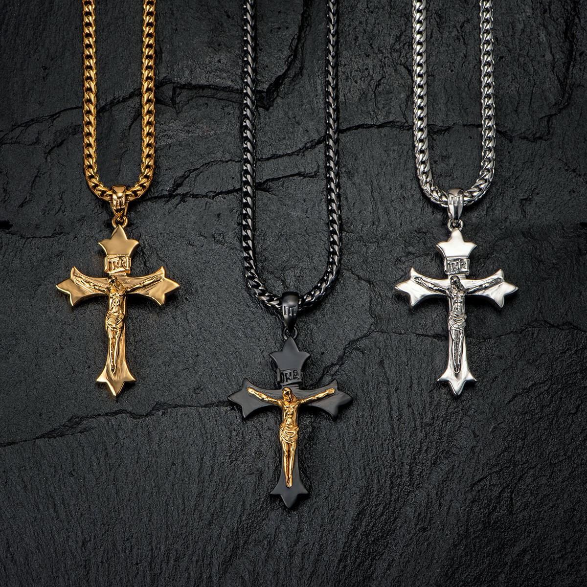Medieval Crucifix Pendant - Black - Marcozo