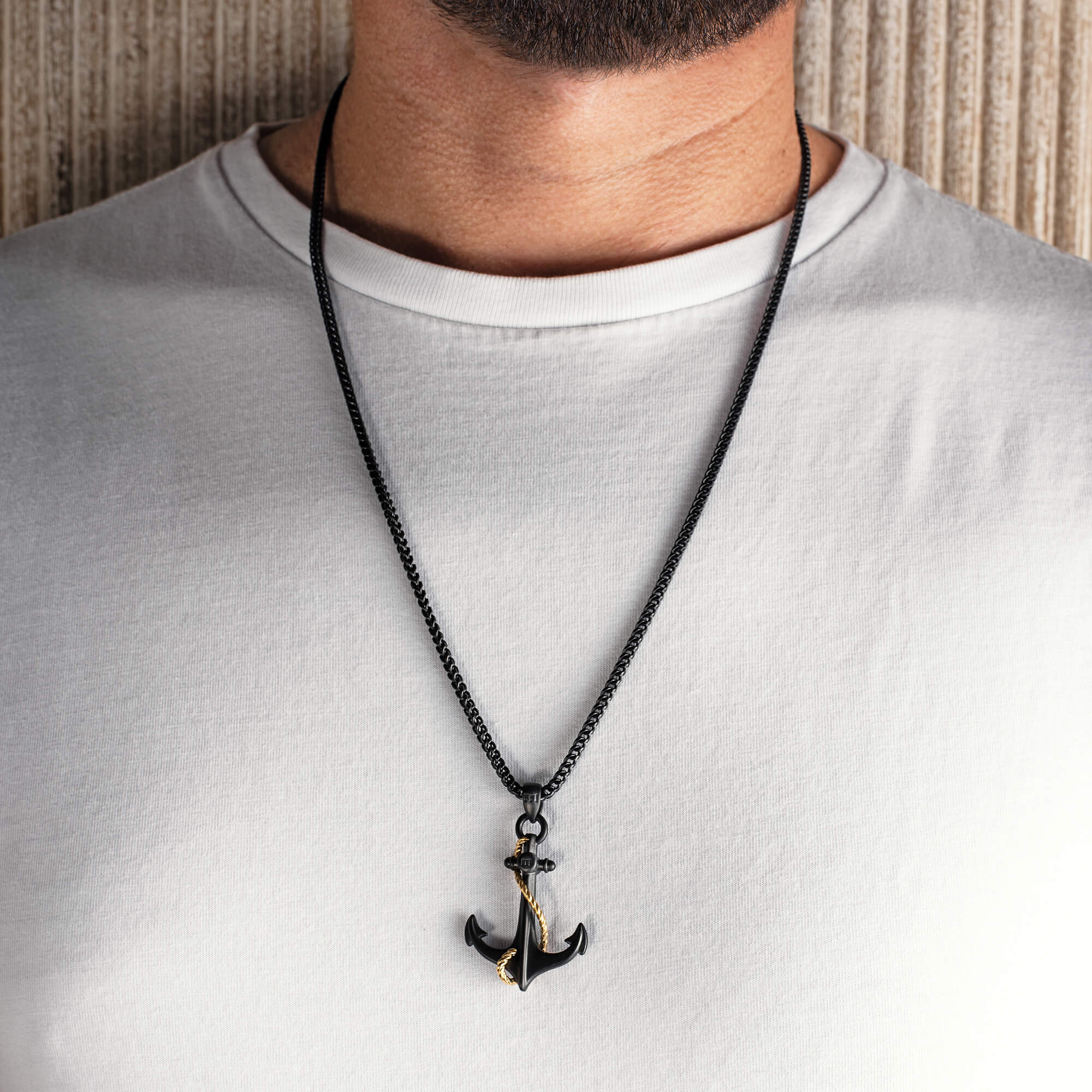 Anchor Necklace | Black Gold Plated Anchor Necklace | Marcozo