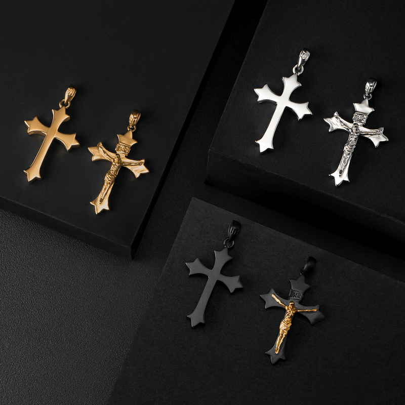 Medieval Crucifix Pendant - Black