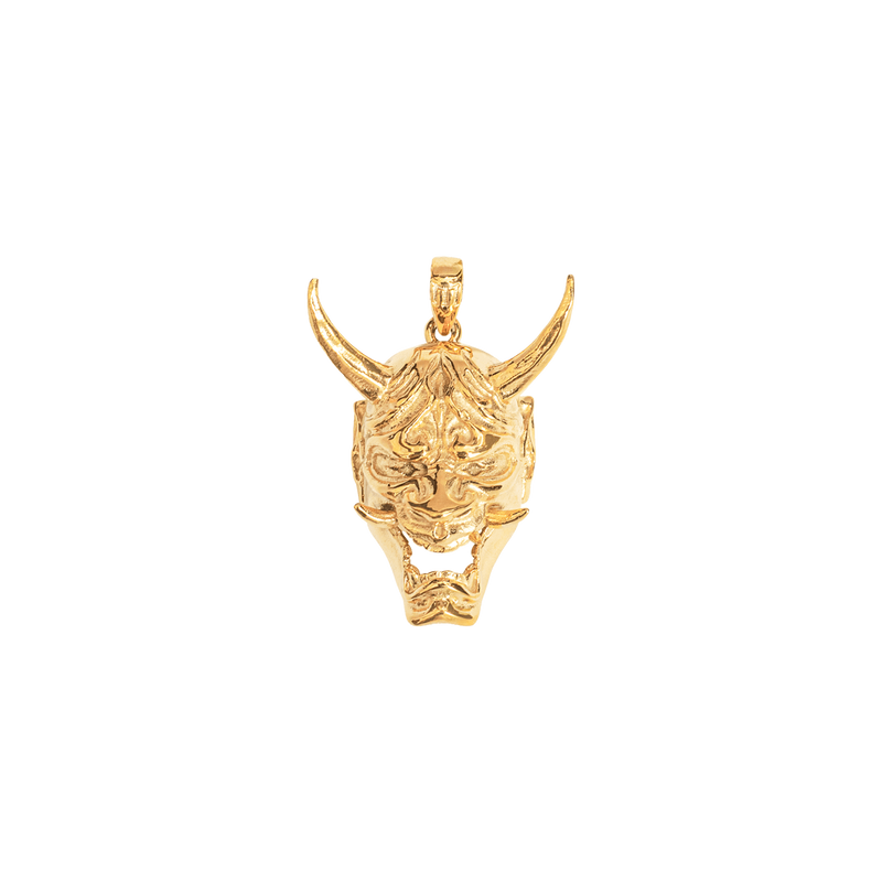 Oni Mask Pendant - Gold