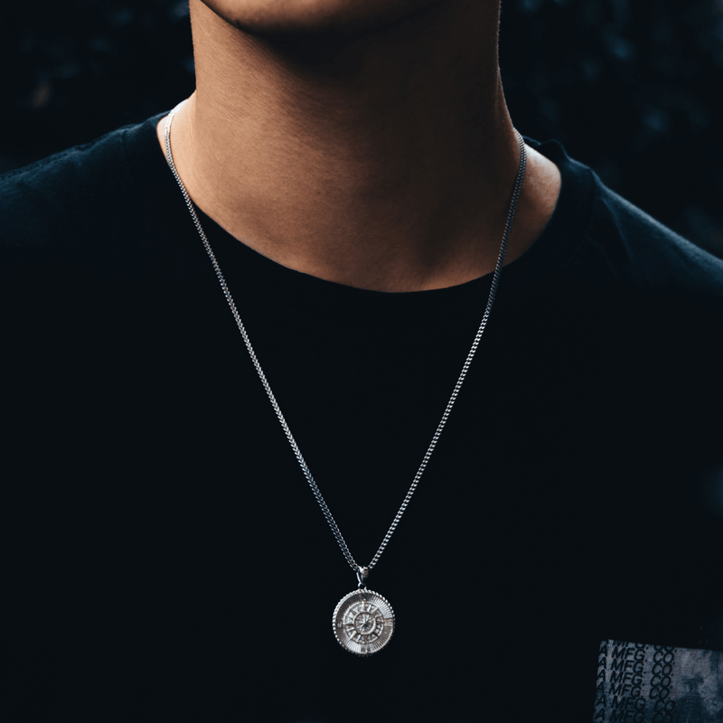 Compass Pendant - White Gold