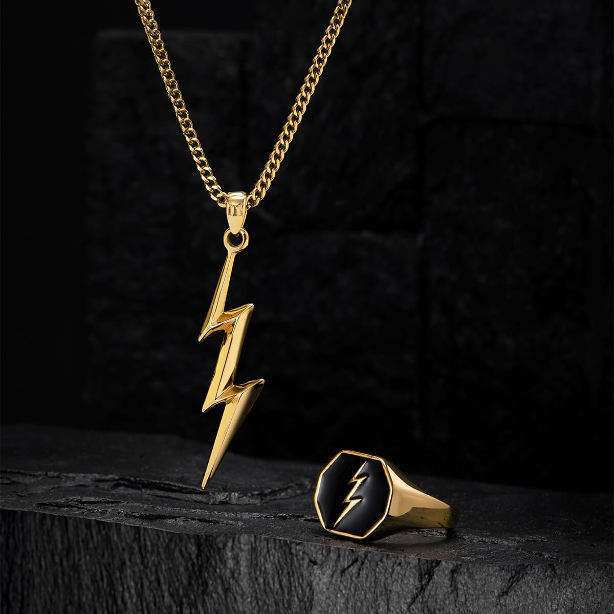 Personalized Necklace Lightning Bolt Necklace Mens TOPGRILLZ Large