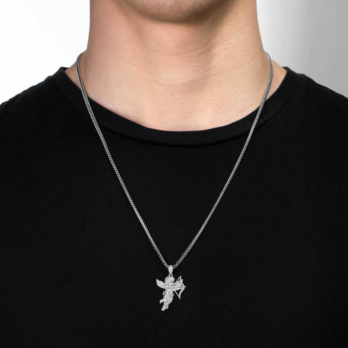 Cupid Pendant | White Gold Plated Cupid Pendant | Marcozo – MARCOZO