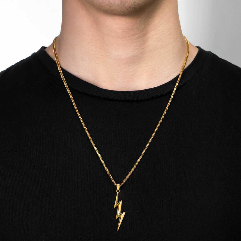 Zeus Thunderbolt Necklace | Gold Lightening Bolt Pendant | Marcozo