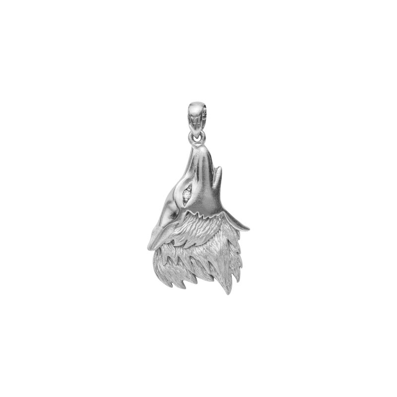 Wolf Pendant - White Gold